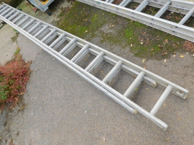 A two section extending ladder.