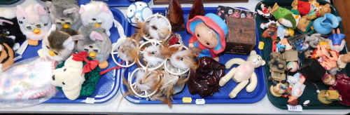 A group of toys and trinkets, to include Furbeys, wooden animal ornaments, Teddy Bear figures, etc. (3 trays)