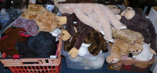 Soft toys, Raffety Bear, monkeys, etc. (3 boxes)