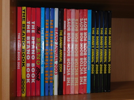A group of Beano, Victor and Dandy annuals. (1 shelf)