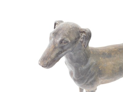 A large spelter figure of a greyhound, modelled in standing pose, head to the left, 95cm high, approximately 106cm wide. - 2