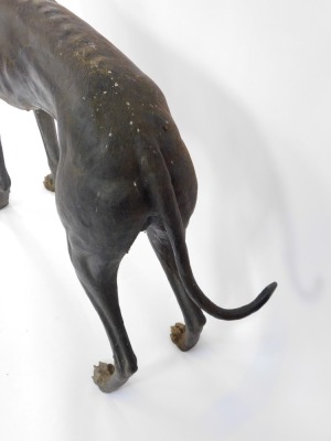 A large spelter figure of a greyhound, modelled in standing pose, head to the left, 95cm high, approximately 106cm wide. - 3