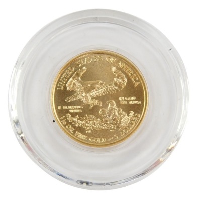 A United States Liberty one tenth ounce gold five dollar coin 2016, 4g.