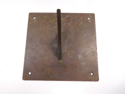 A 19thC brass sundial, of square form, signed Samuel Wilson, Dartford, 26cm diameter. - 2