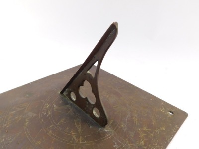 A 19thC brass sundial, of square form, signed Samuel Wilson, Dartford, 26cm diameter. - 3