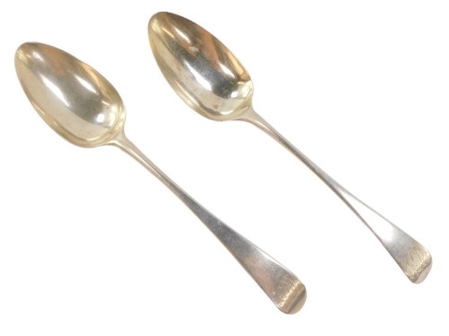 A pair of George III silver table spoons, monogram engraved, Stephen Adams II London 1813, 4.0toz.