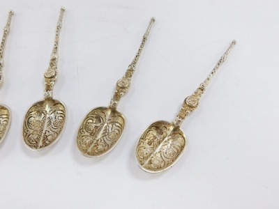 A set of six Victorian silver anointing coffee spoons, The Goldsmiths & Silversmiths Co Ltd, London 1897, 2.2toz. - 2