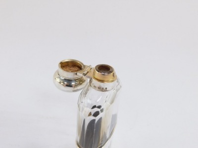 A George V cut glass and silver hip flask, monogram engraved, with a screw hinged lid, London 1925, 12.5cm high. - 3