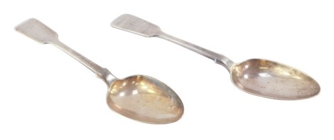 A pair of Victorian silver dessert spoons, initial engraved, London 1848, 3.4toz.