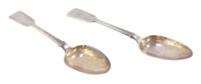 A pair of Victorian silver dessert spoons, initial engraved, London 1848, 3.4toz.