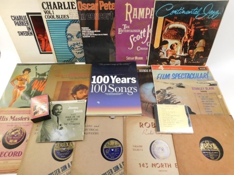 Jazz LPs, to including Charlie Parker, Oscar Peterson, Scott Joplin and Continental Jazz, World and Classical Music 78rpm records and further musical related items. (a quantity)