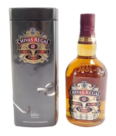 A bottle of Chivas Regale twelve year old aged blended Scotch whisky, cased.