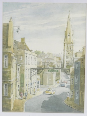 Michael Ward (British, 20thC/21stC). The George Hotel Stamford, Looking Towards St Marys Hill, watercolour, signed, dated 09', 39.5cm x 30cm.