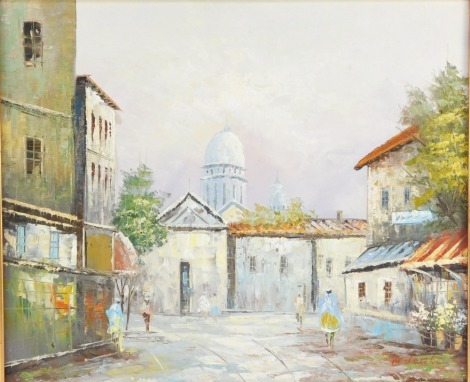 French School (late 20thC). Parisian street scene, oil on canvas, signed M Church, 50cm x 60cm.