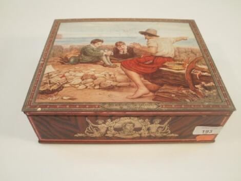 A Huntley & Palmer biscuit tin depicting 'The Boyhood of Raleigh' 26