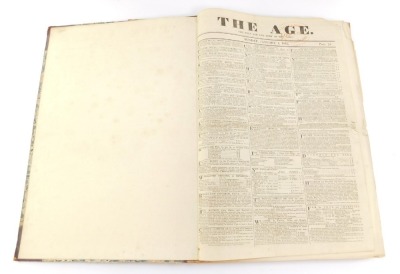 The Age Newspaper, The Very Age and Body of The Time, Sunday January 1st 1832-December 30th 1832, Folio, half Morocco bound with marbled boards, bears stamp for William's Library Cheltenham.