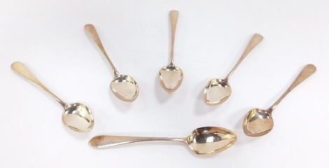 A set of six George III Scottish silver dessert spoons, Francis Howden, Edinburgh 1797 and 1805, 6.0toz.