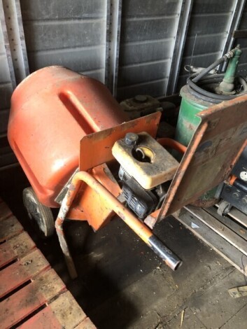 A petrol driven cement mixer. NB: This lot is situated 8 miles (15 minutes) south west of The Bourne Auction Rooms. Viewing and collection is by appointment with Colin Young who can be contacted on 07976 977169.