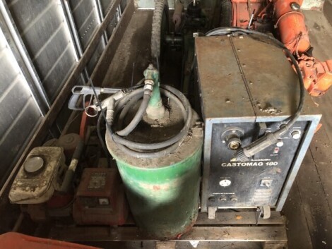 Commercial assets being a Castomag 180 welding unit, an oil pump, and small generator. (3) NB: This lot is situated 8 miles (15 minutes) south west of The Bourne Auction Rooms. Viewing and collection is by appointment with Colin Young who can be contacte