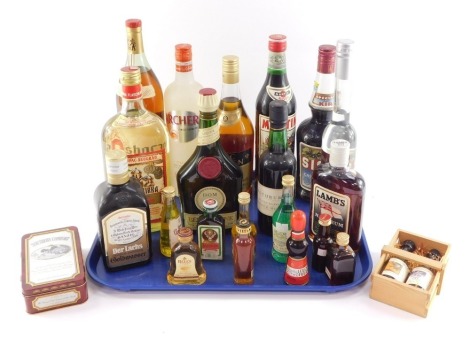 Alcohol, including Brandy, Slivovich, Benedictine and Cassis De Dijon, together with miniatures, including Absinthe, Galliano, Bells Whisky and Cointreau (Quantity).