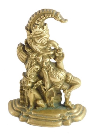 A brass door stop modelled as Mr Punch, 28cm high