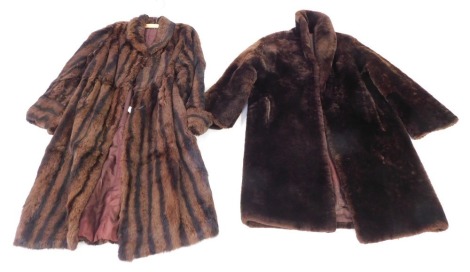 A mink full length full coat, together with a Baronfur model faux fur coat. (2)