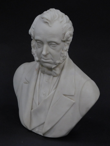 A Goss parian bust modeled as Lord Palmerston, impressed marks, 17.5cm high.