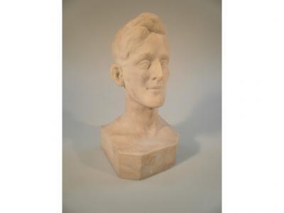 A 20thC white marble sculpture of a man's head