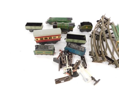 A Hornby OO gauge train set, including a locomotive and tender, track, signals, and wagons, an O gauge coach, Marshall II power control unit, etc. (a quantity) - 2