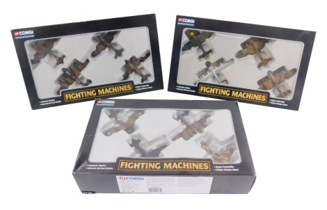 Three Corgi die cast Fighting Machines sets, comprising CSFS 16004., CSFS 10004., and CSFS 08004, boxed.