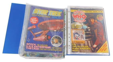 Comics and posters, to include a copy of Star Trek Giant Post Book February 1977/. Dan Dare Poster Mag 1977., together with Superheroes., Dr Who Weekly First Issue No 1., Hulk Comic No 1 March 7th 1979. (a quantity)