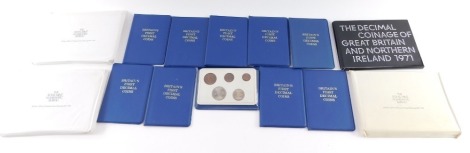 Four proof sets of UK decimal coinage Great Britain and Northern Ireland 1971, and ten sets of Britain's first decimal coins. (14)