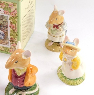 Eight Royal Doulton Brambly Hedge figures, comprising Mrs Salt Apple DBH25, boxed, Wilfred Toadflax, Dusty Dogwood, Mr Salt Apple, Lord Woodmouse, Lady Woodmouse, Primrose Woodmouse, and Mr Apple. - 2