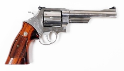 A deactivated Smith & Wesson .44" Magnum revolver, Ser. No. AUY5805, barrel length 6". Certificate No. 157554 was issued on the 02/10/2020 and the cost of changing the gun from the old British certification to the new European Union rules was £250 but i