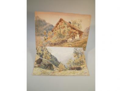 Two unframed watercolours by Letitia E H Tiddeman