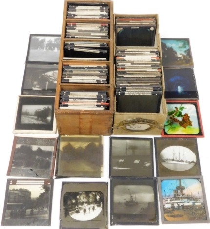 A group of Magic Lantern Slides, relating to UK towns, Buxton, Derbyshire, London, tourist points, historian buildings, etc. (2 boxes)