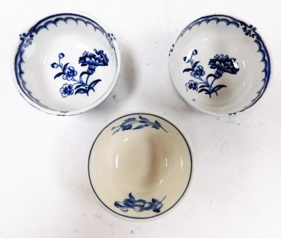 Three Booths finger bowls, to include a pair of blue and white floral finger bowls, 7cm wide, and a earlier example with lily 7cm wide. (3) - 2