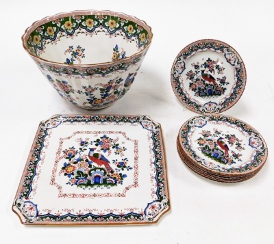 Various Booths Old Dutch pattern wares, to include a large planter 31cm diameter, 19cm high, a rectangular serving plate, 29cm x 29cm, and seven side plates. (9)