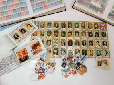 A group of world used stamps, enclosed in five Stanley Gibbons books, to include many from the British Isles, Australia, a Penny Black, a Cape Of Good Hope Triangular One Penny, some postcards, cigarette cards, trade cards, etc. (1 tray) - 4