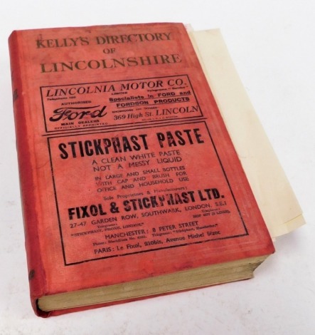 A 1933 Kelly's Directory of Lincolnshire, in red cloth binding. (AF)