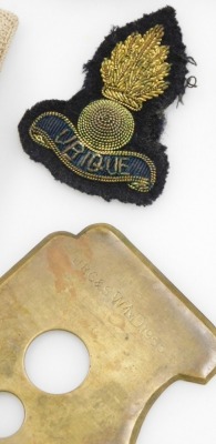 A group of Royal Engineers badges, belts and arm straps, to include a Royal Engineers carry case, belt, Highlands badge, belt, etc. (a quantity) - 3