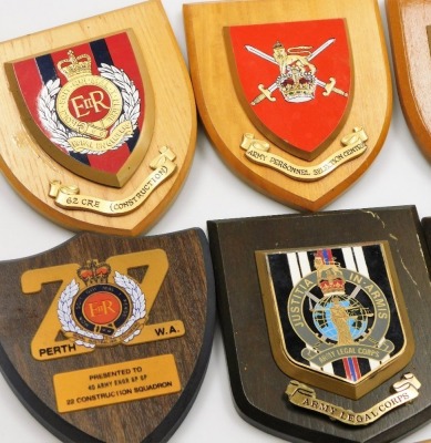 A group of Royal Engineers and other military plaques, to include the Army League Corps, Perth, Army Personnel Selection Centre, Construction Forth Armoured Division Engineers, Army training Regiment and others. (2 trays) - 3