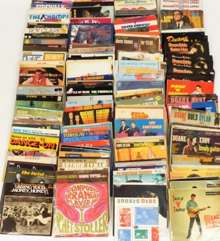 A group of LP records, to include artists such as Martin Deny, Arthur Lima, guitar compilations, Classical, Rev'd Gary Davies, The Dartells, and others. (4 boxes)