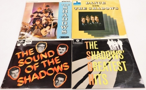 Four Shadows LPs, to include Dance With The Shadows, bearing various signatures to reverse, The Shadows Greatest Hits, The Sounds Of The Shadows and The Shadows, all bearing biro signatures. (4)