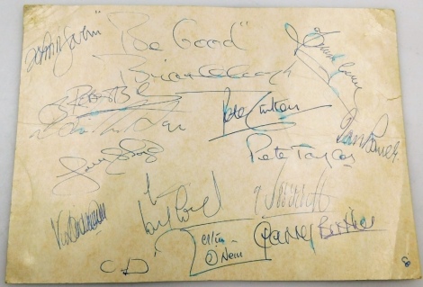 A Royal Ascot Races 1979 traveller's fair dinner menu, signed by the Nottingham Forest, to include names such as Brian Clough, Pete Taylor, Frank Gray, Peter Withe, Garry Birtles, Martin O'Neil, Larry Lloyd, John Robertson and others, the menu for the 100