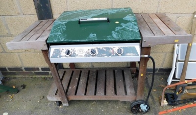 The Australian Barbecue Company triple gas burner barbecue and accessories.