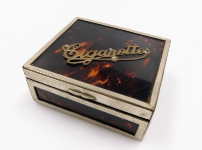 A 1930s faux tortoiseshell and chrome plated cigarette box.