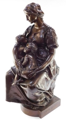 Paul Dubois (French, 1829-1905). A Barbedienne foundry bronze sculpture of Maternite, signed to reverse P Dubois, 80cm high. - 8