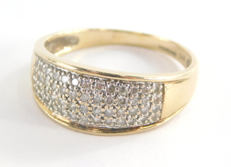 A 9ct gold half hoop eternity ring, set with pave set cz stones, in a white gold setting, ring size U½, 3.6g all in.