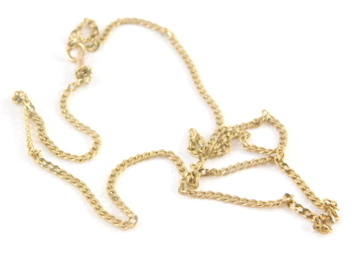 A 9ct gold curb link neck chain, with loop clasp, 42cm long, 3g.